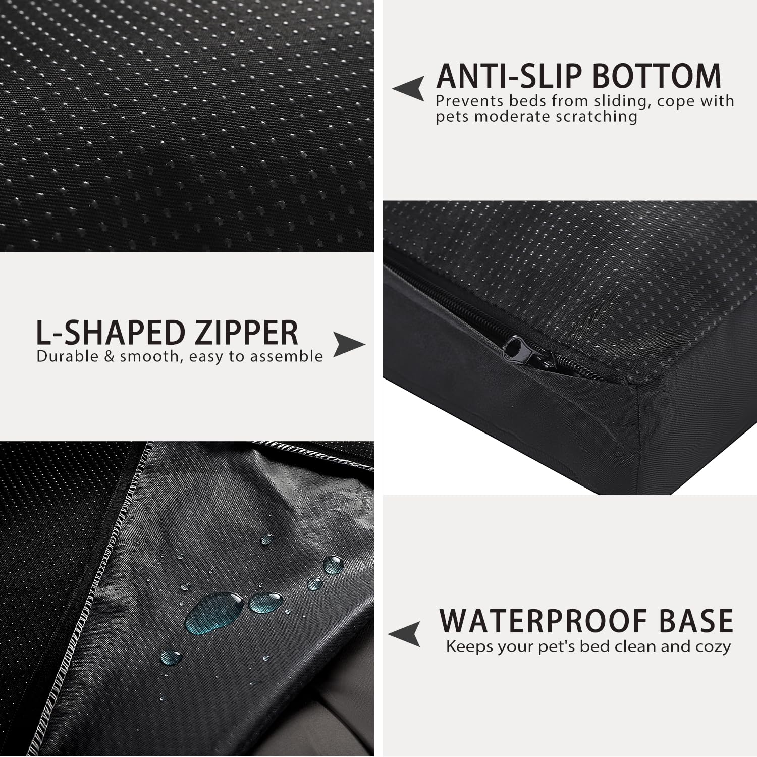 NUPIDA dog crate bed 3-inch fiber fill image illustrates balanced support for pets.