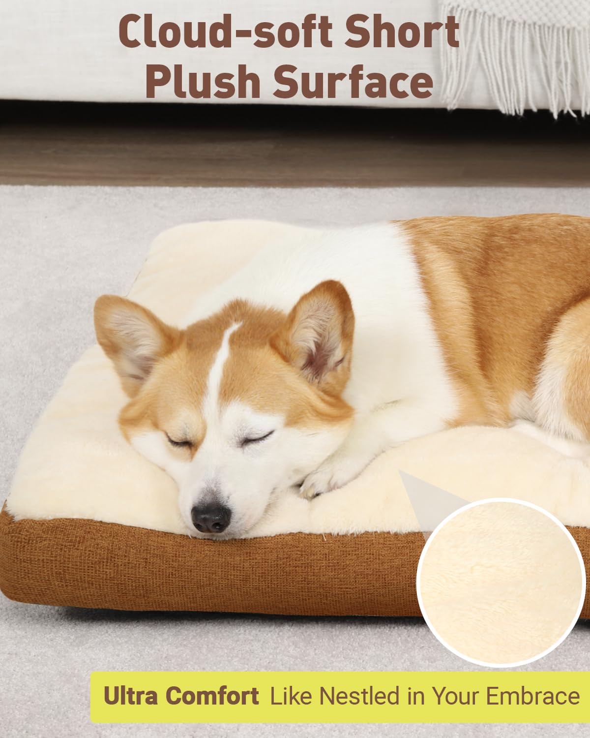 NUPIDA Washable Dog Bed with non-slip bottom stays put during play.