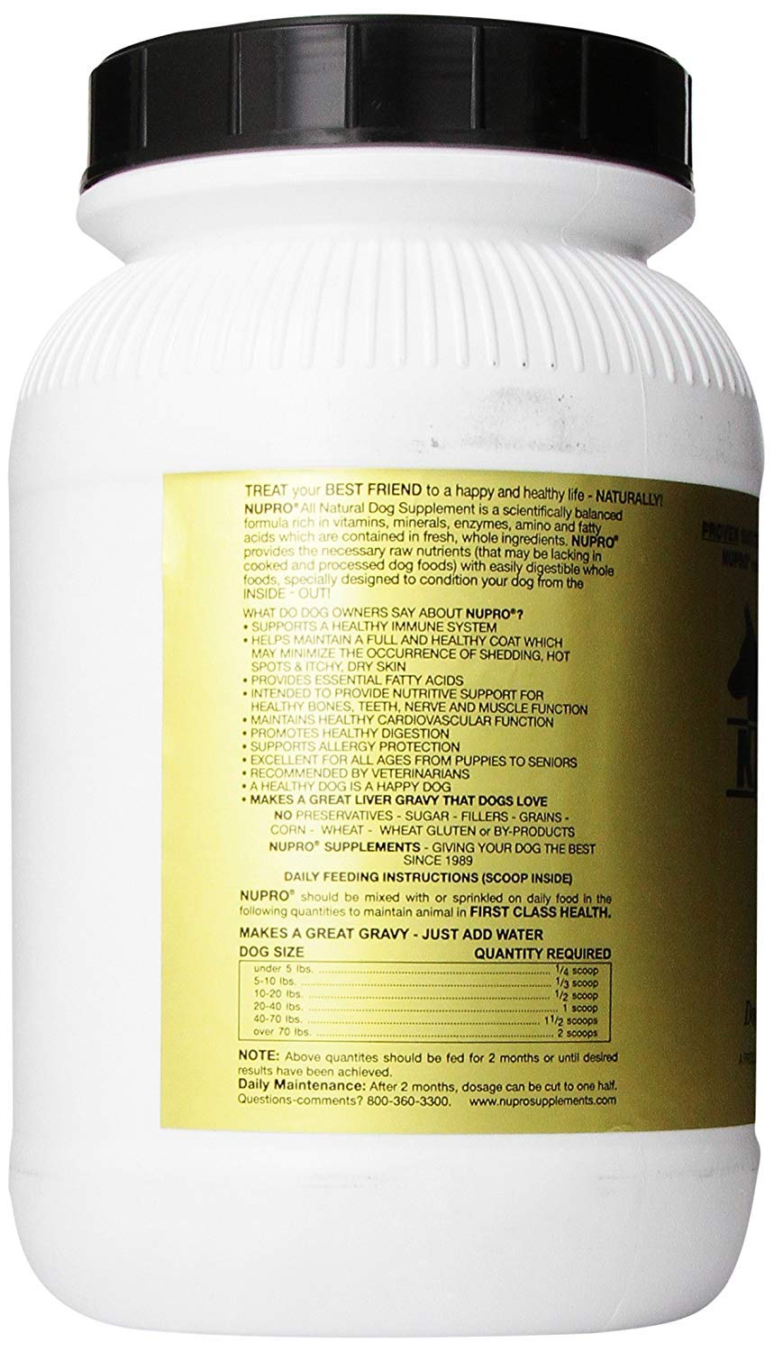 Nupro dog supplement dosing spoon illustrates weight-based appetite support possibilities.