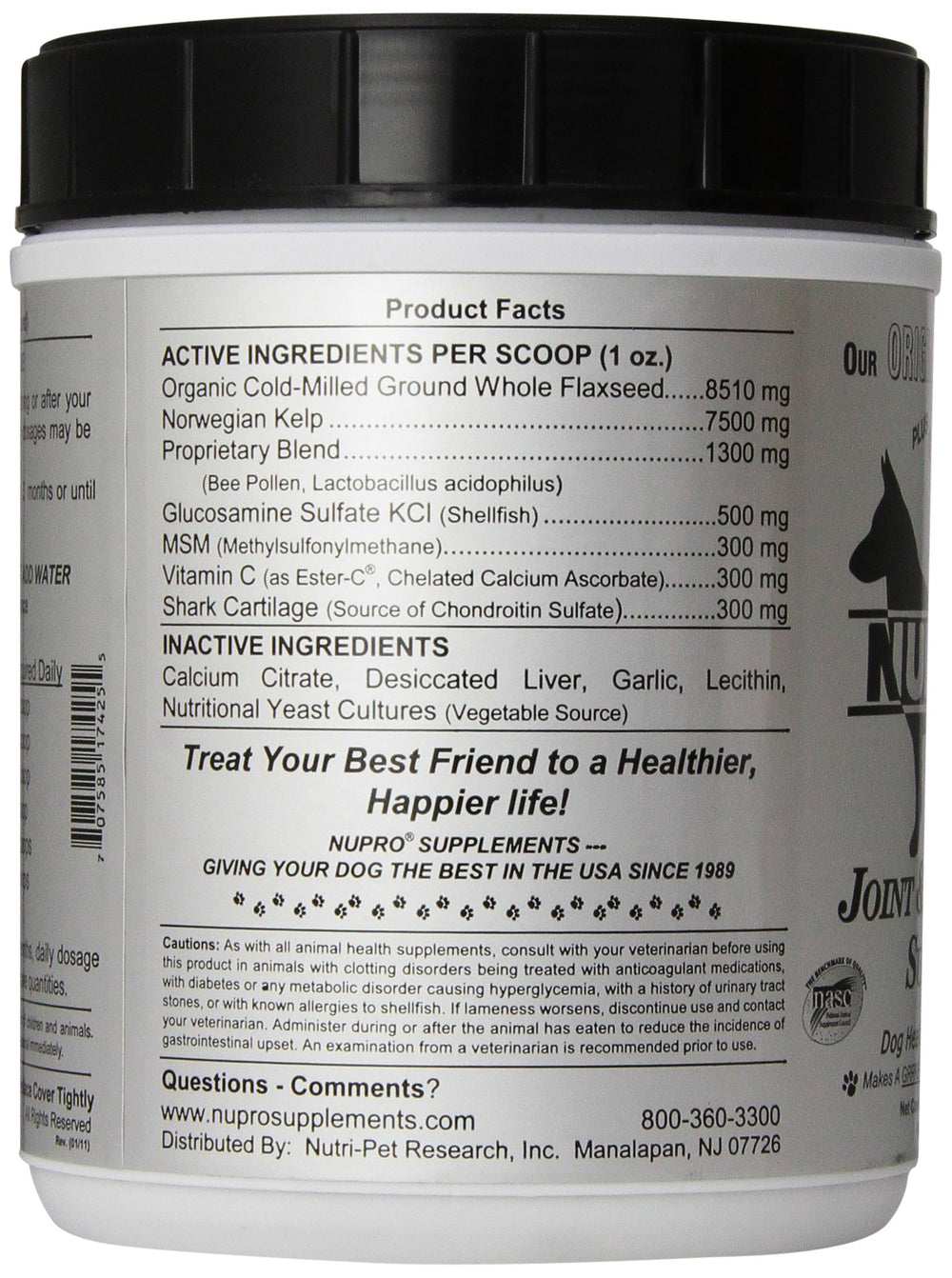 Nupro Joint Support 30oz closeup of natural ingredients supporting joints