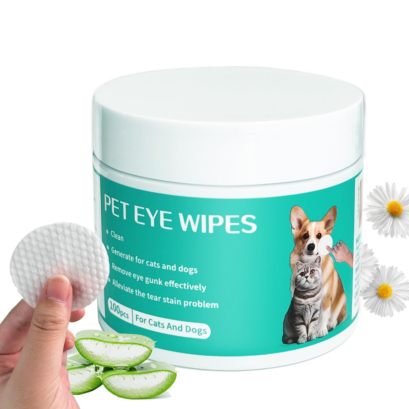 Nurhome dog eye wipes packaging shows a 100-count pack for on-the-go cleaning.