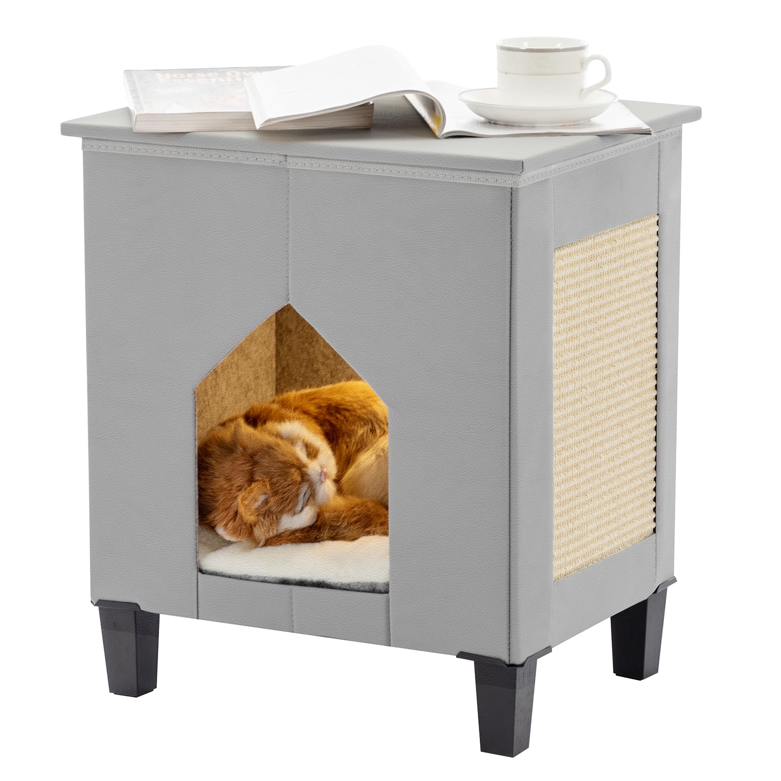 NUROMY cat house scratch pad gray offers cozy play and exercise in one piece