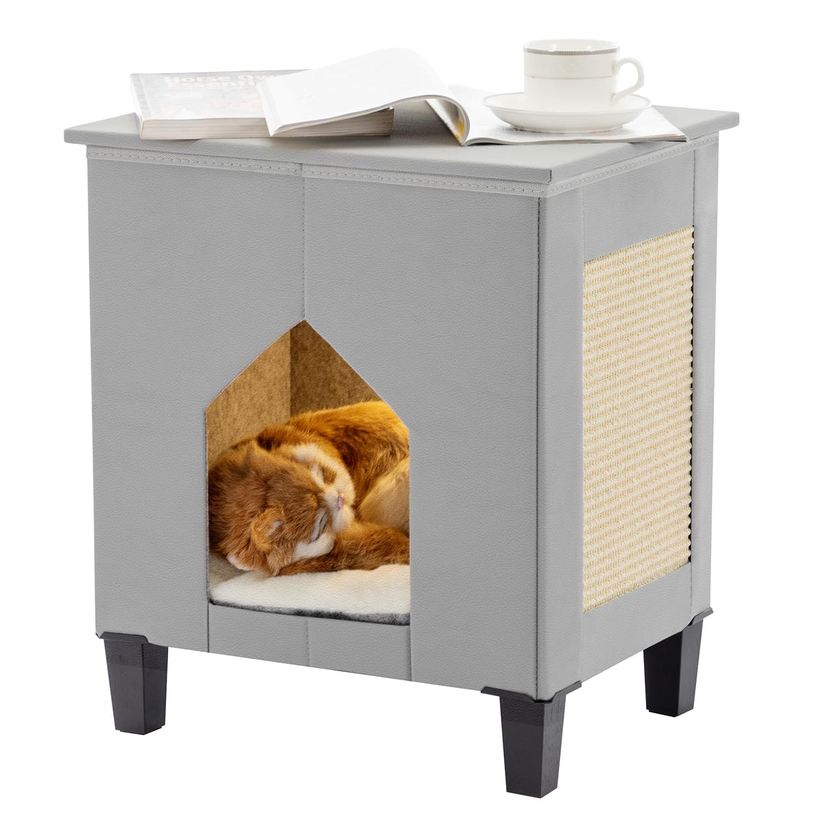 NUROMY cat house scratch pad gray offers cozy play and exercise in one piece