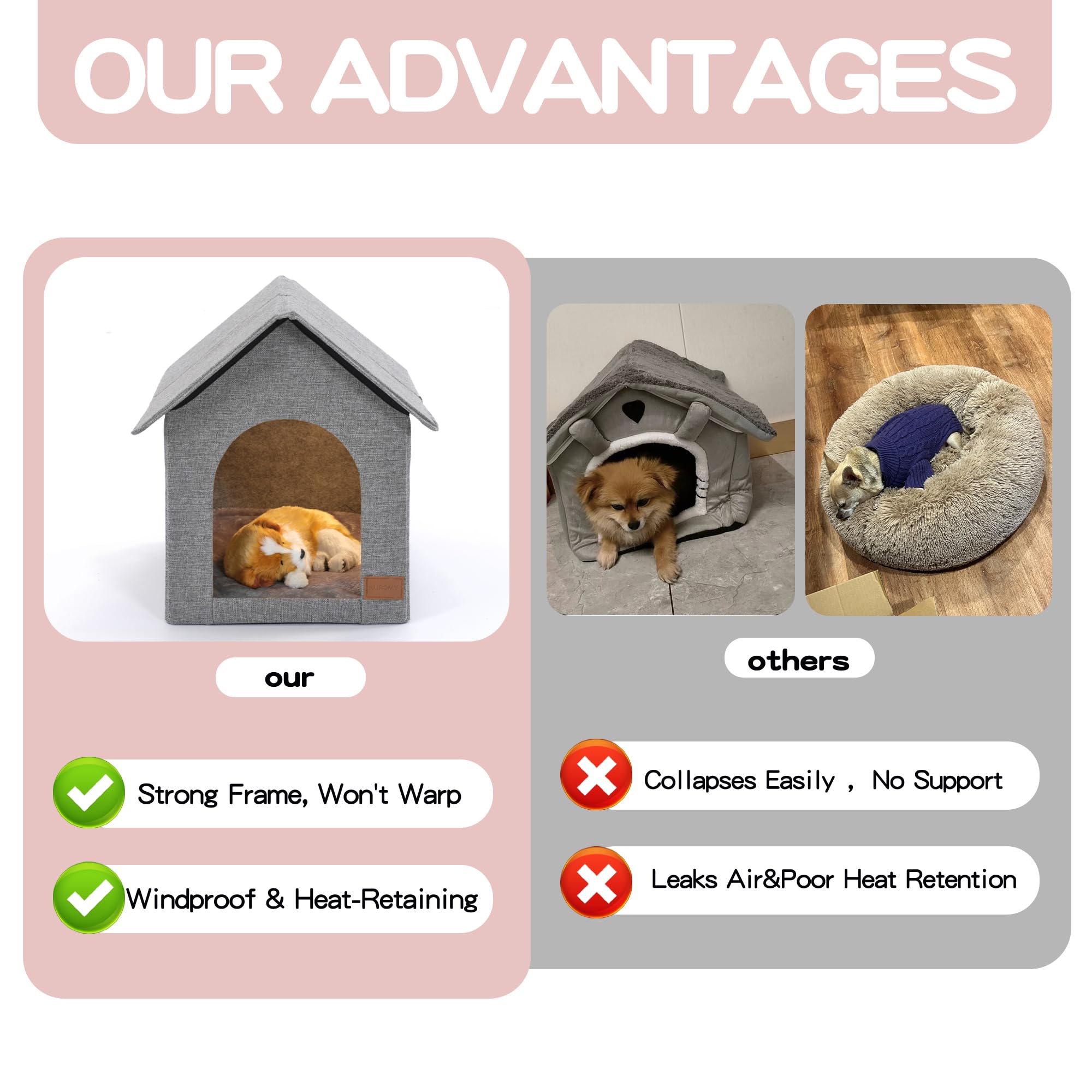 NUROMY Indoor Dog House—folded-flat storage demonstrates space-saving setup.