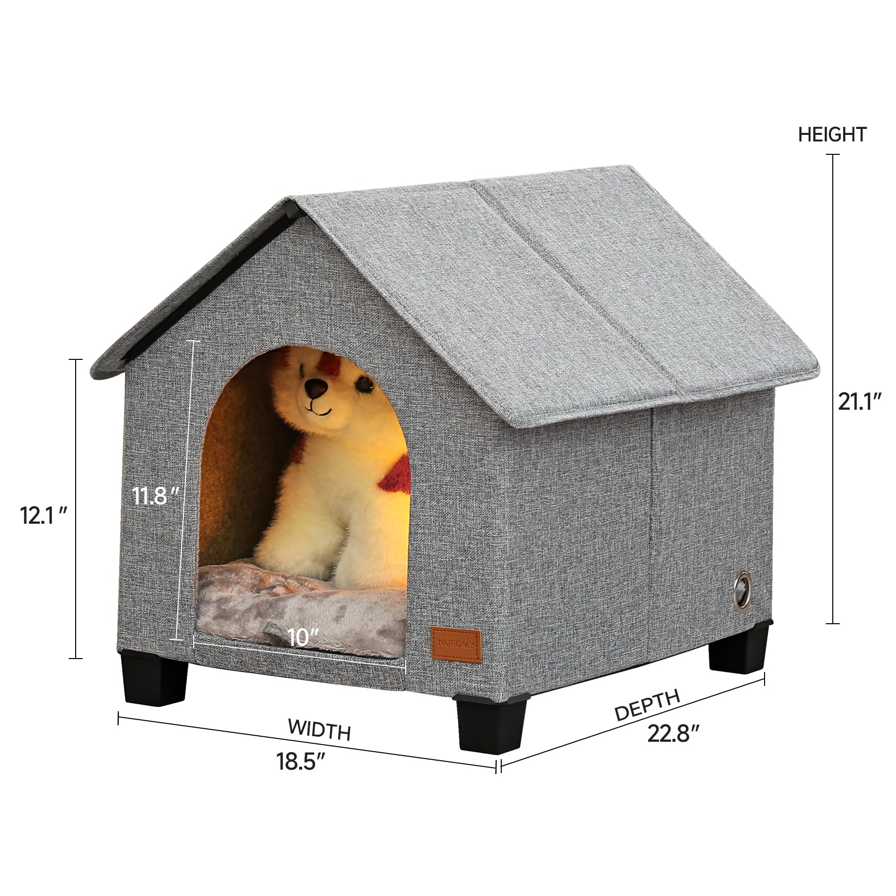 NUROMY Indoor Dog House triple-layer insulation creates a cozy retreat.