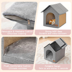 NUROMY Indoor Dog House—interior view with removable cushion for easy cleaning.