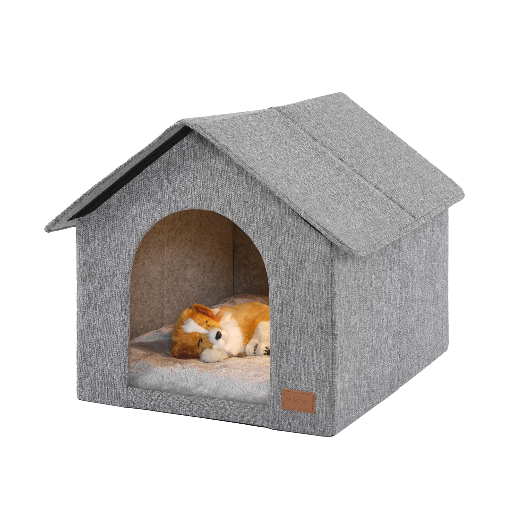 NUROMY Indoor Dog House—soft cushion close-up showcasing plush comfort for pets.