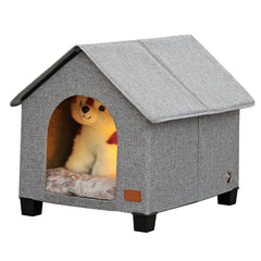 NUROMY Indoor Dog House with wood base provides sturdy support for cozy naps.