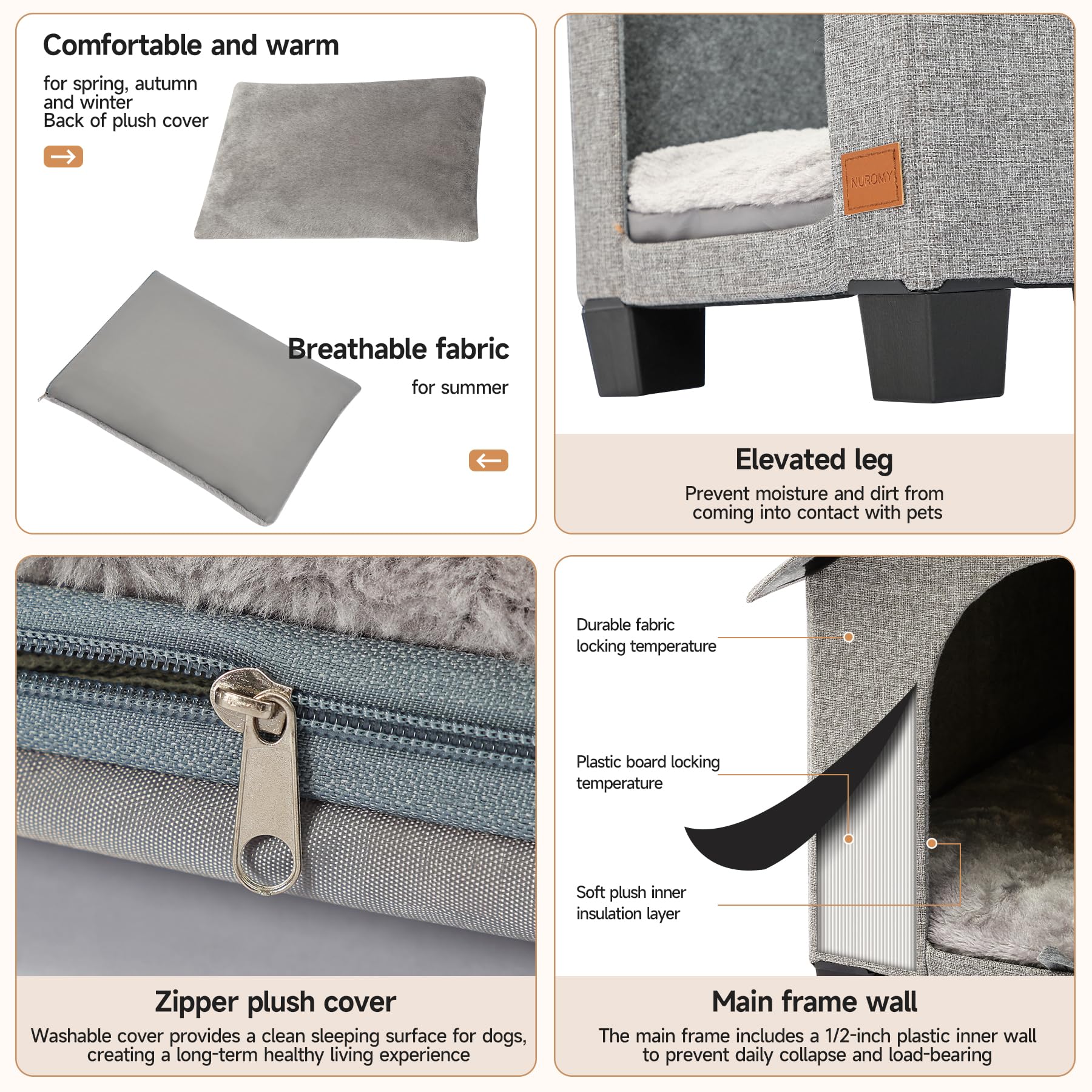 NUROMY removable mats and windproof curtain keep sleeping surfaces clean and warm.