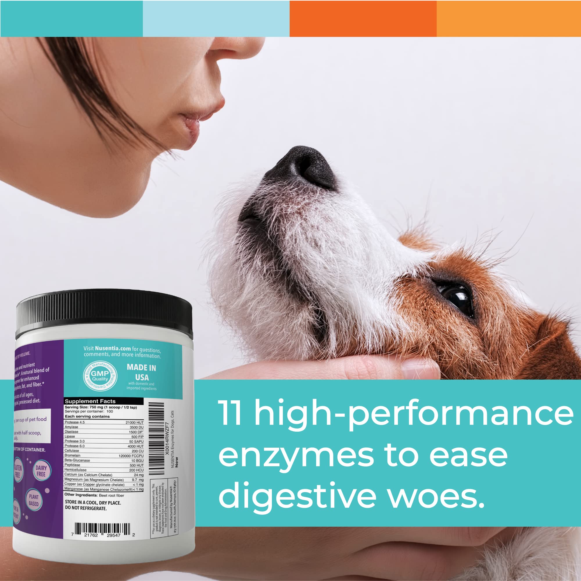 Nusentia Enzyme Miracle container used during diet changes to support digestion.