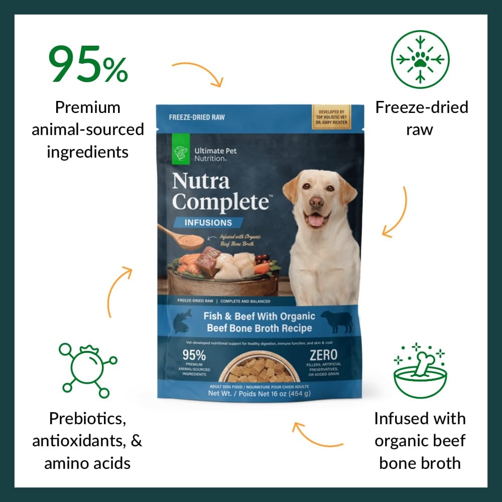 Nutra Complete Bone Broth Infusions open bag ready-to-mix topper to enrich meals.