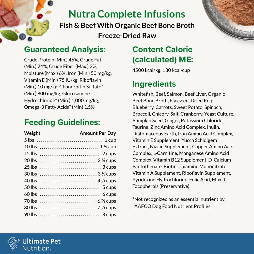 Nutra Complete Bone Broth Infusions packaging emphasizes vet-formulated quality.