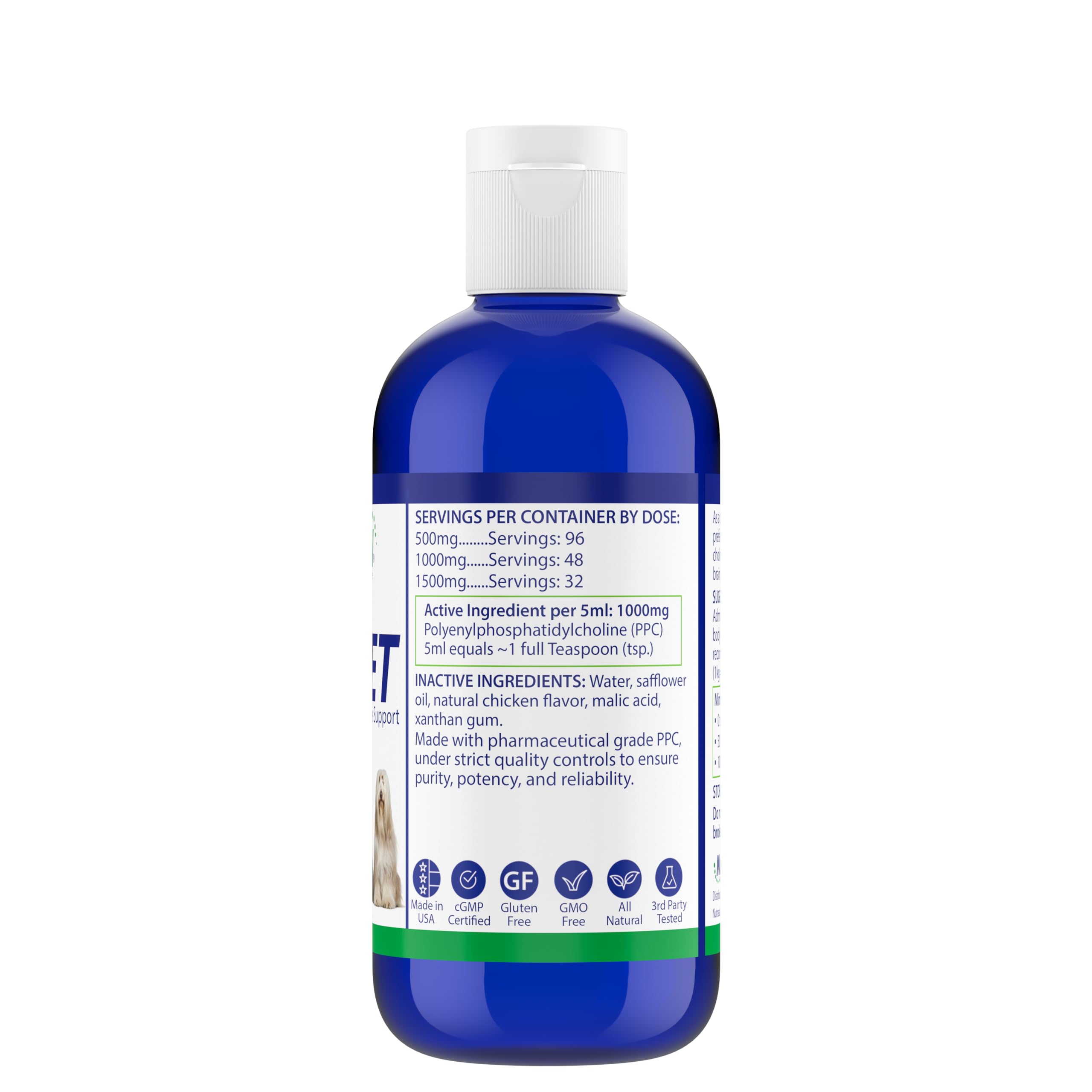 Nutrasal PPC-Vet-label-closeup emphasizes 100 percent PPC for liver and cell health