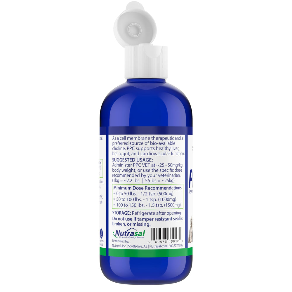 Nutrasal PPC-Vet-liquid-pour showing easy, mess-free dosing for cats and dogs