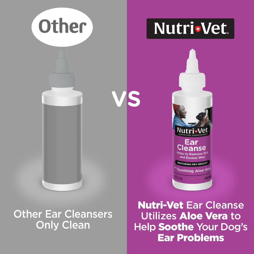 Nutri-Vet Ear Cleanse shows canal cleansing during routine care