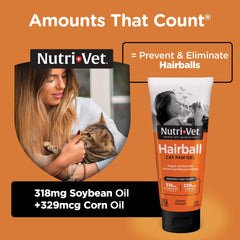 Nutri-Vet Hairball Paw Gel paw-application aids grooming and hairball prevention.