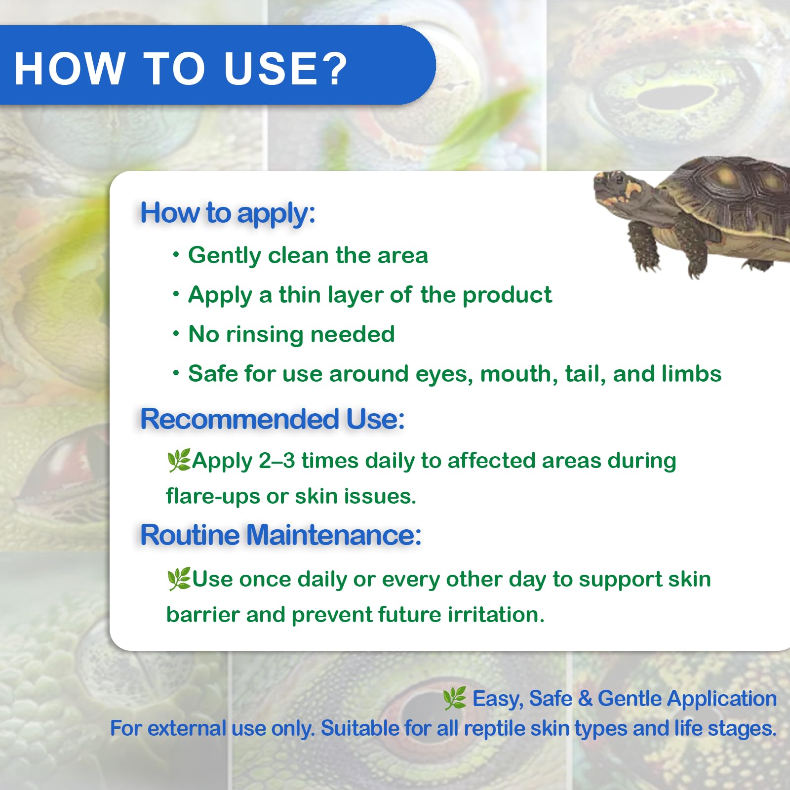 Nutriarise reptile skin barrier film demonstrates a light protective layer for sensitive skin.