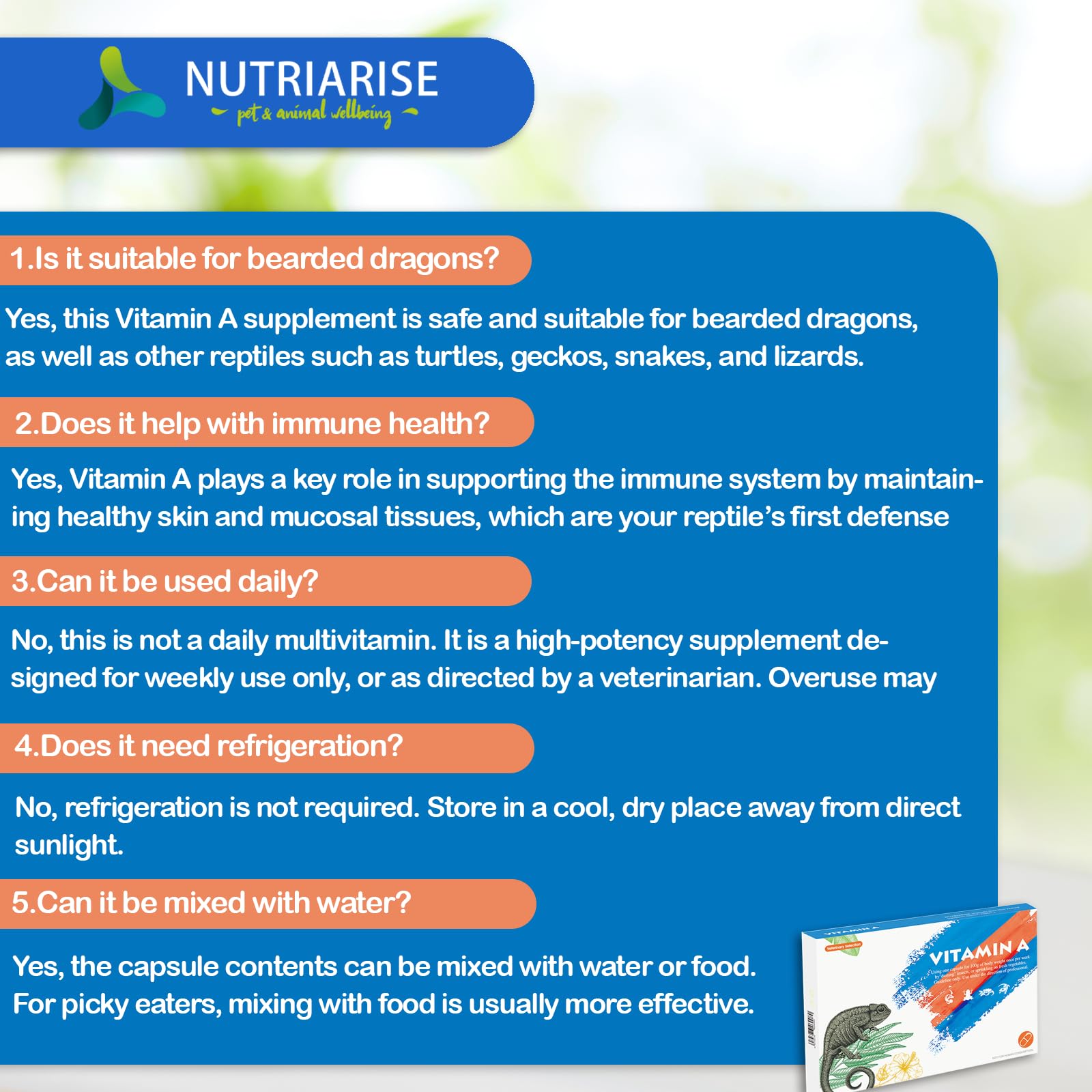 NUTRIARISE reptile vitamin-a quality guarantee seal signals premium quality and trusted care.