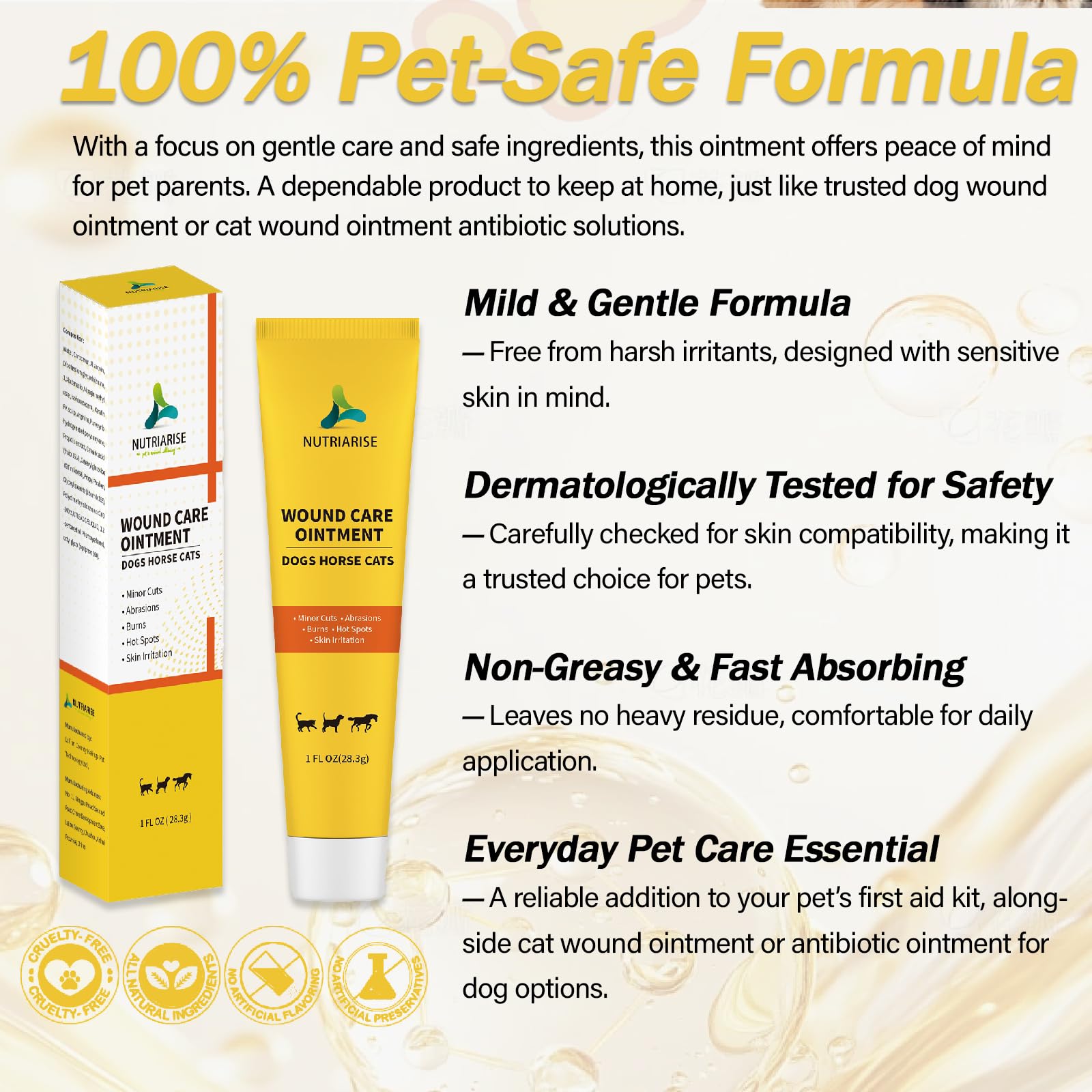 Nutriarise wound care ointment FK keratin ingredient close-up
