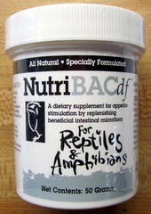 Nutribac DF bottle closeup for reptile gut health support