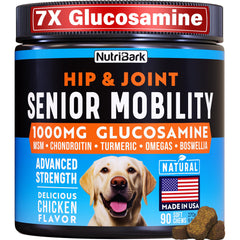 Nutribark Glucosamine dog joint chews bone-shaped for joint support.