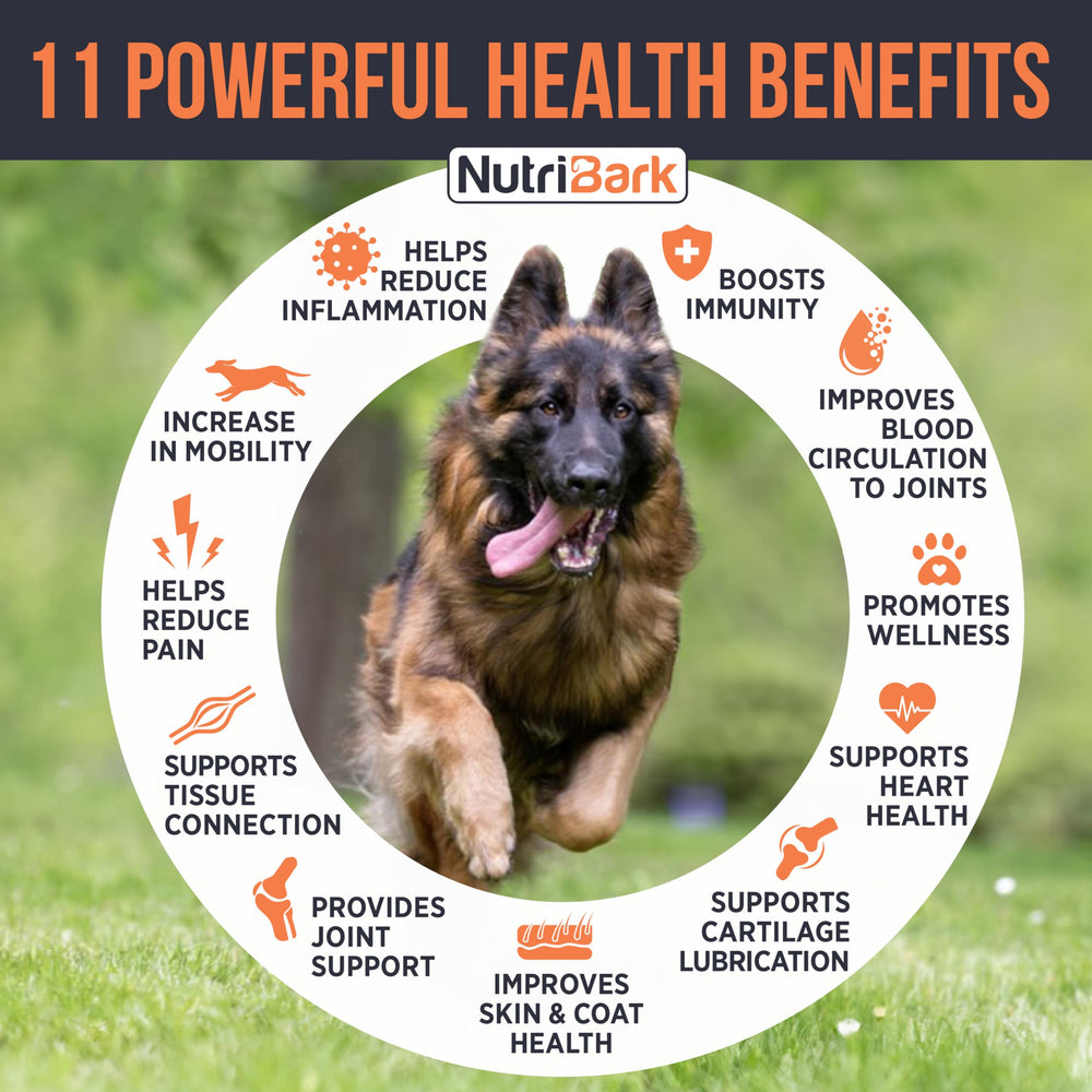Nutribark Glucosamine dog joint chews close-up texture and shape.