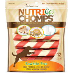 NutriChomps 6 inch twists close-up, rawhide-free, digestible chew for dogs