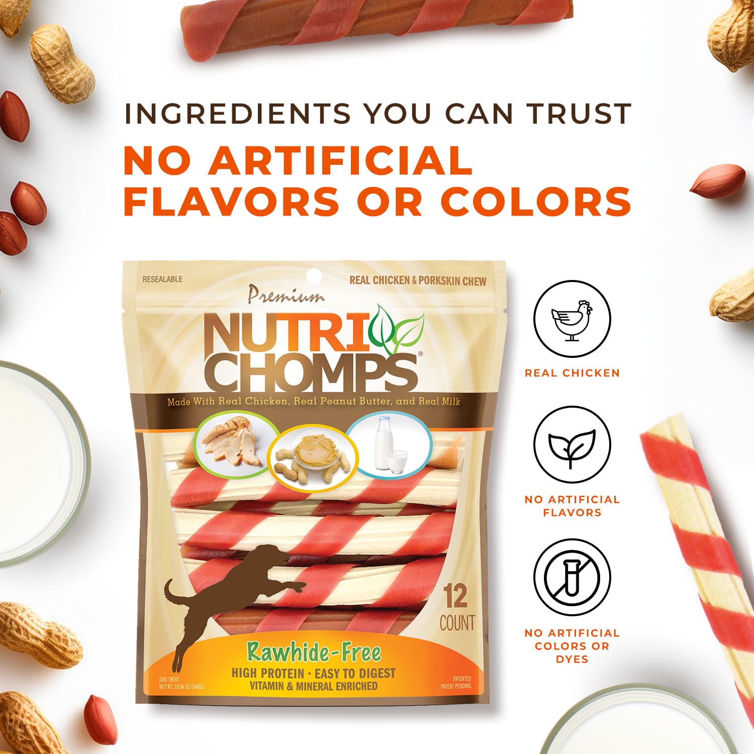 NutriChomps twist chew demonstrates dental care while dog chews
