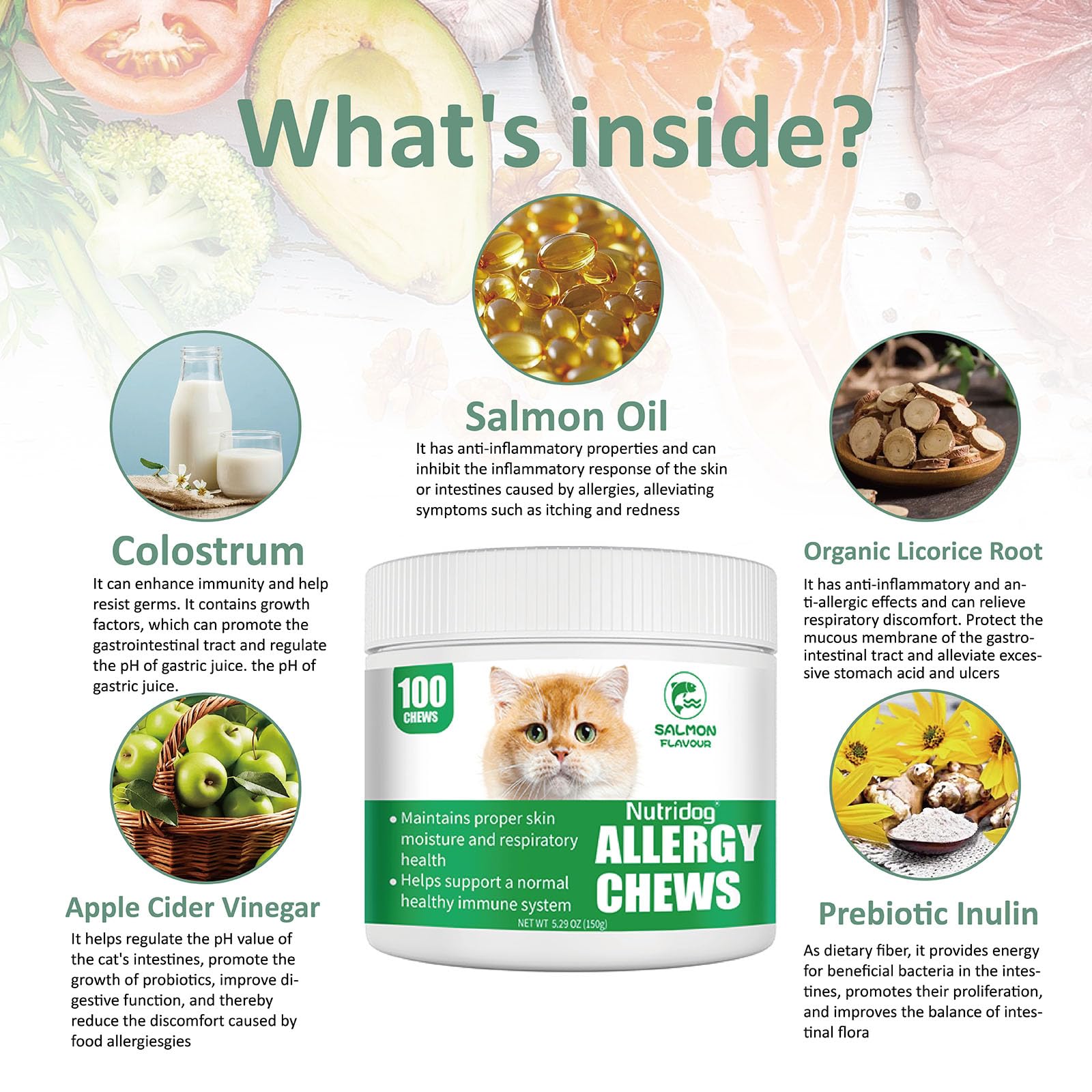 NutriDog con colostro para reforzar la inmunidad natural de los gatos.