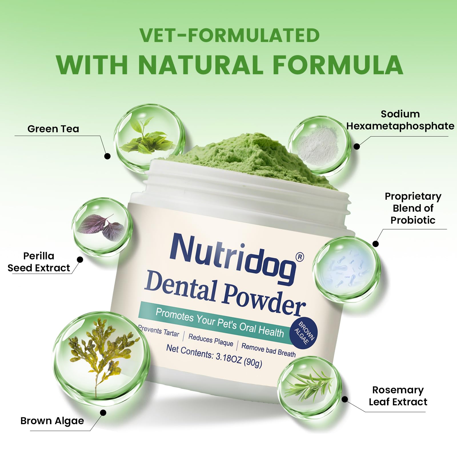 Nutridog dental powder measuring scoop for easy dosing