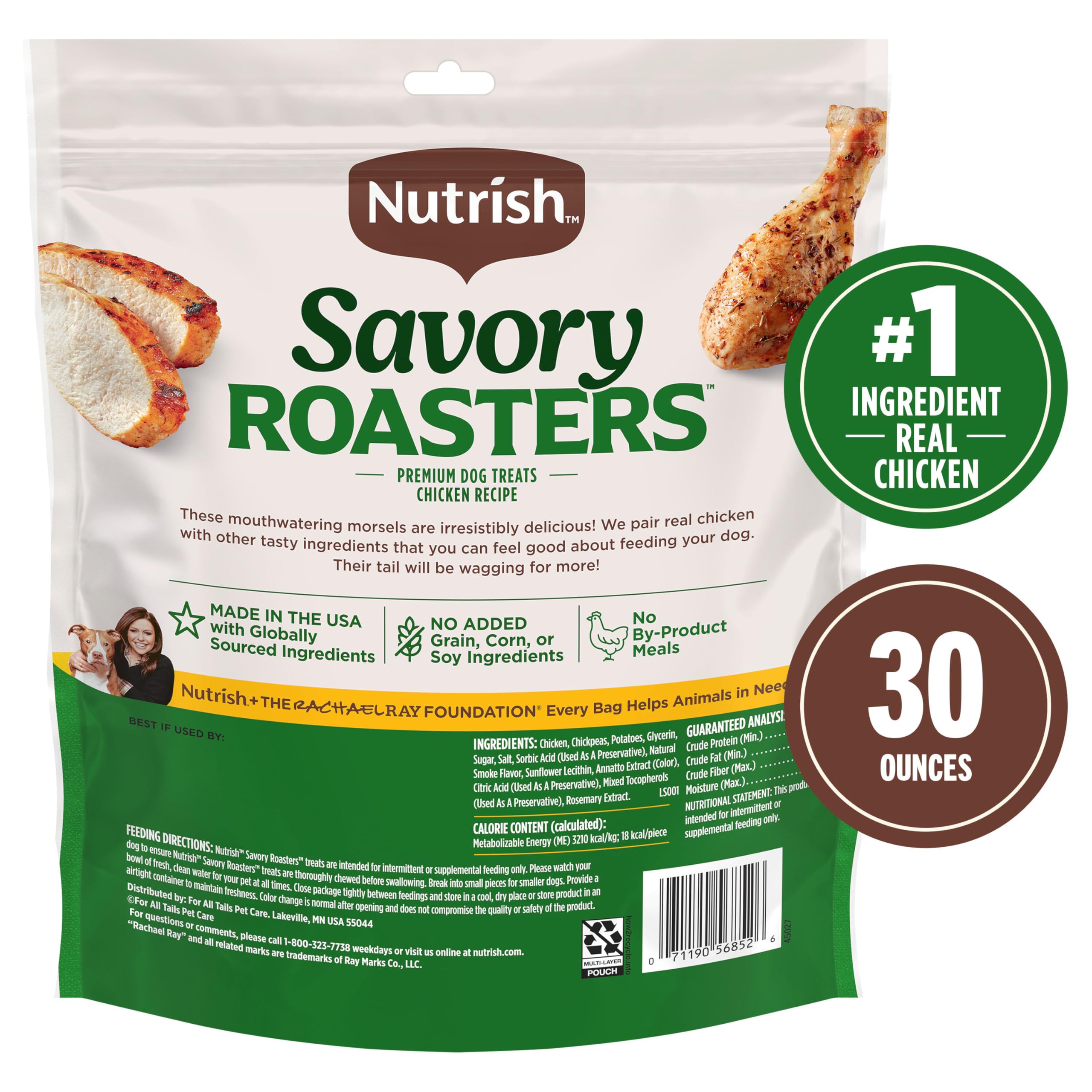 Nutrish Savory Roasters pouch seal keeps treats fresh during travel and gifting