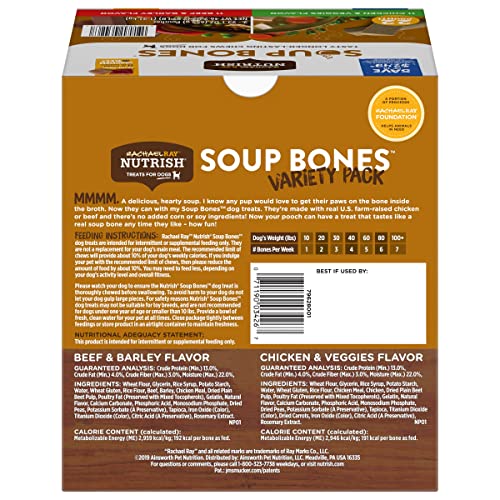 Nutrish Soup Bones Real Beef & Barley bag highlights real beef flavor