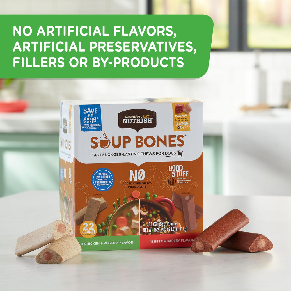 Nutrish Soup Bones USA-cooked bag signals quality ingredients for safe chew
