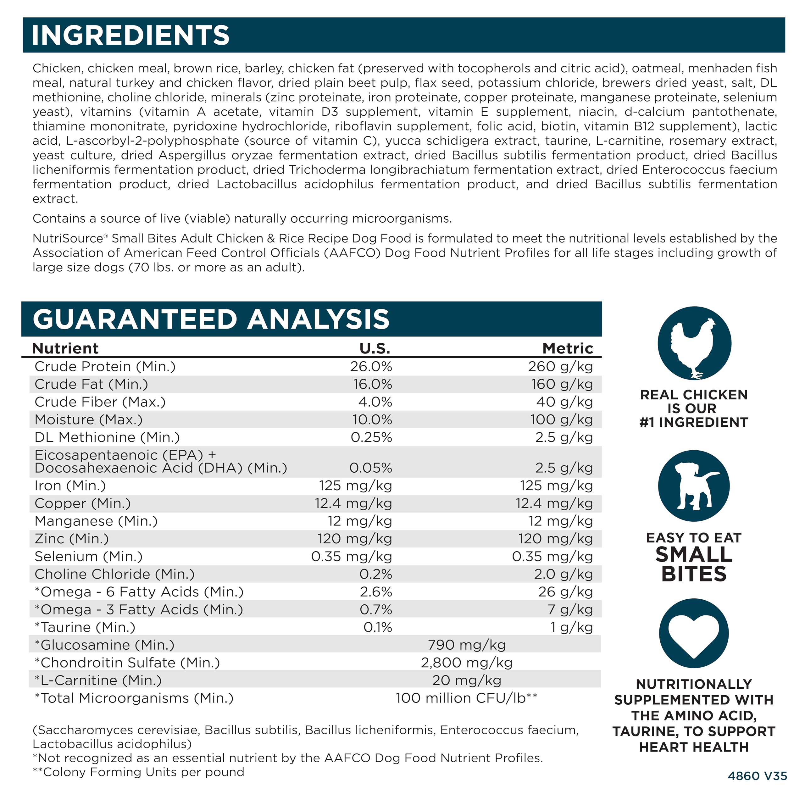 NutriSource back-of-bag highlights protein variety