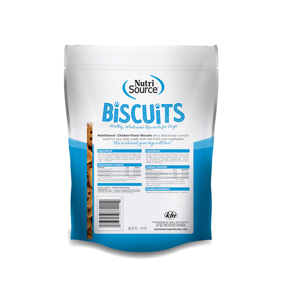 NutriSource chicken biscuits closeup meat-rich recipe for satisfying snack.