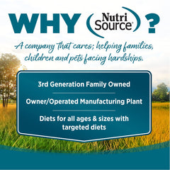 NutriSource dog food in bowl suggests ready-to-serve meals and appetite appeal.
