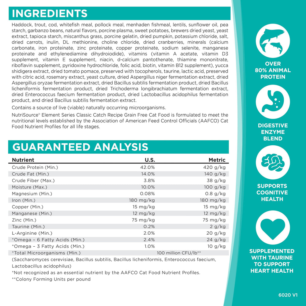 NutriSource Element Classic Catch dry kibble detail emphasizing texture