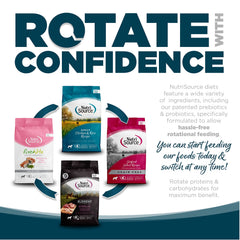 NutriSource Good 4 Life ingredients pack highlights balanced nutrition approach.
