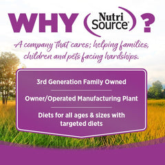 NutriSource puppy wet food can label shows real chicken first ingredient for quality nutrition.