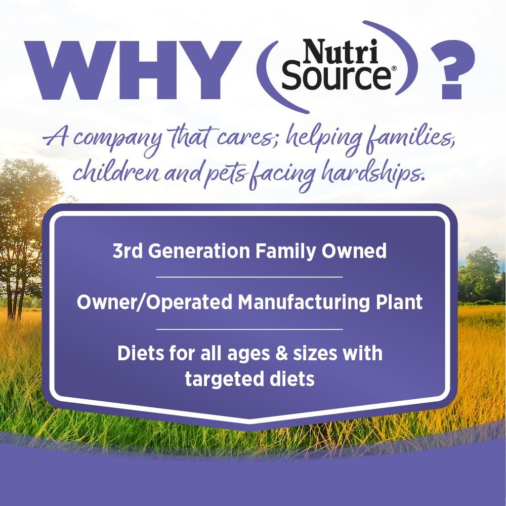 NutriSource puppy chicken & rice cans closeup shows premium ingredients for balanced nutrition.