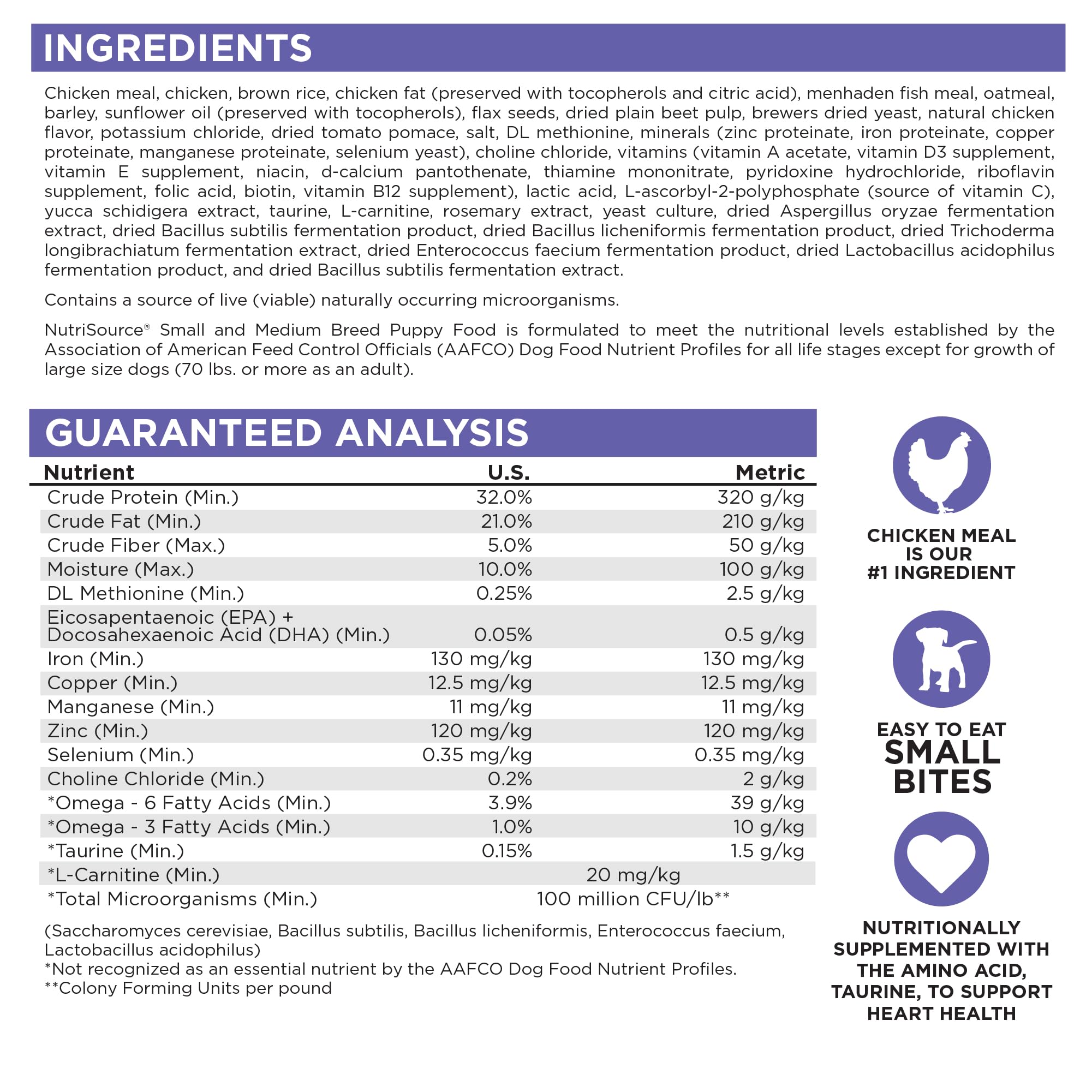 NutriSource puppy serving suggestion helps you portion meals with confidence.