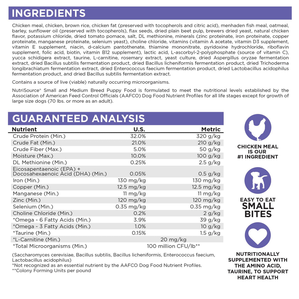 NutriSource puppy serving suggestion helps you portion meals with confidence.