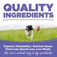 NutriSource small & medium breed puppy diet ingredients visible in the bowl.