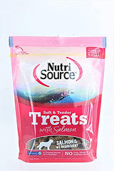 NutriSource Soft & Tender Salmon Treats closeup, ideal for training rewards and snack moments.
