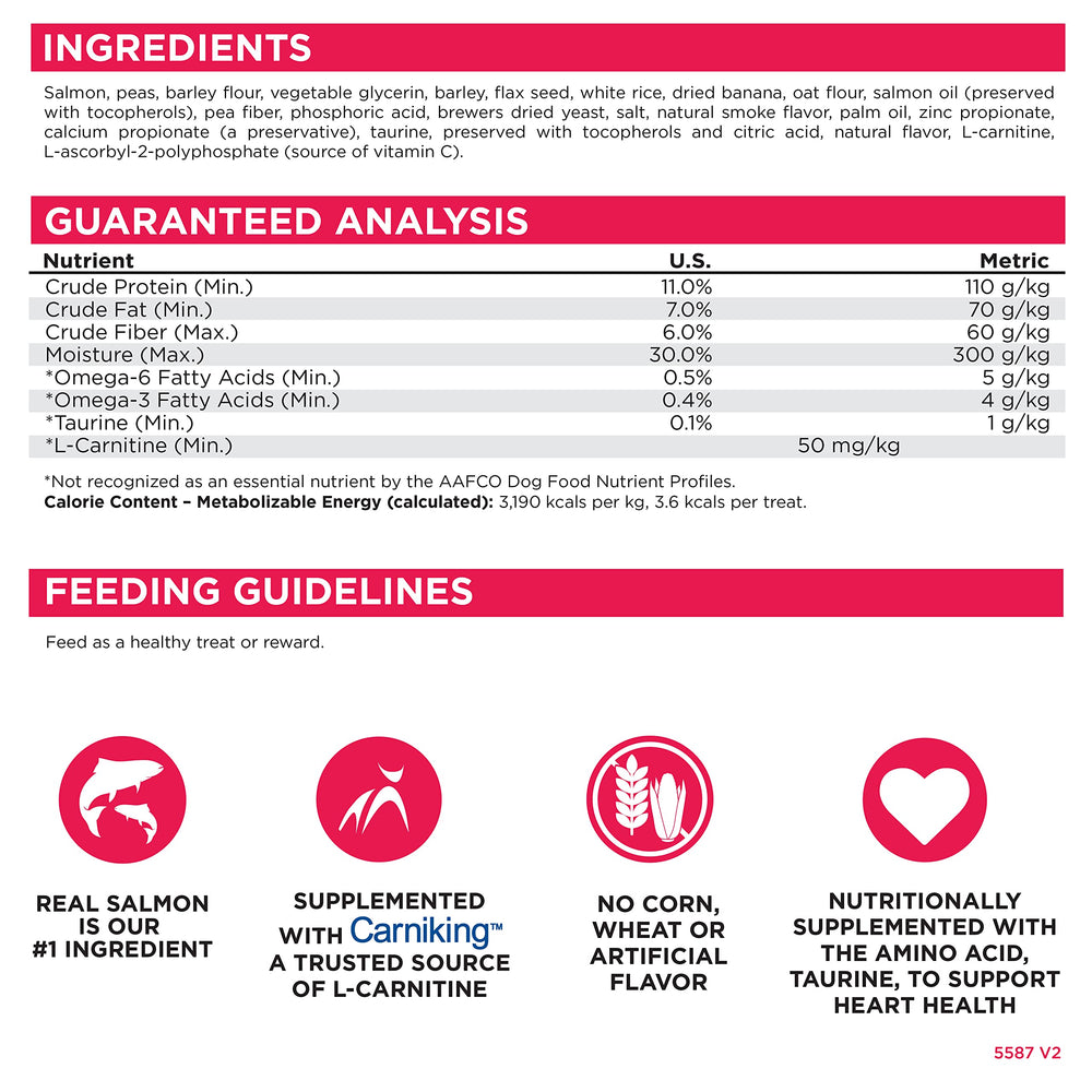 NutriSource Salmon treats shown as effective training rewards.