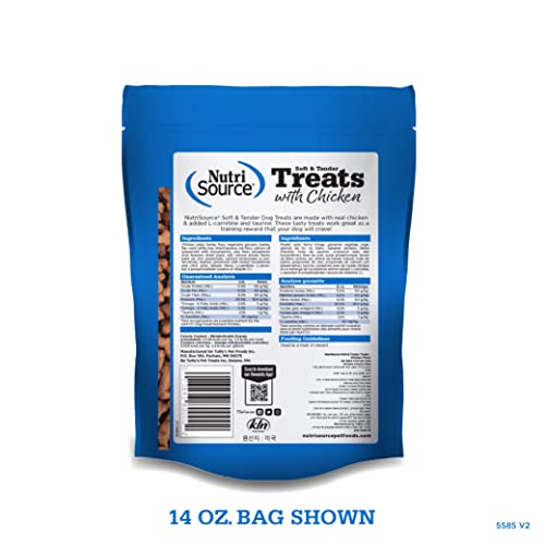 NutriSource TU80020 soft treats pile highlighting chewy texture for easier chews.