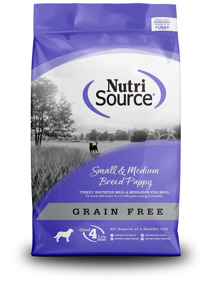 NutriSource Turkey Small and Medium Puppy kibble closeup supports growth