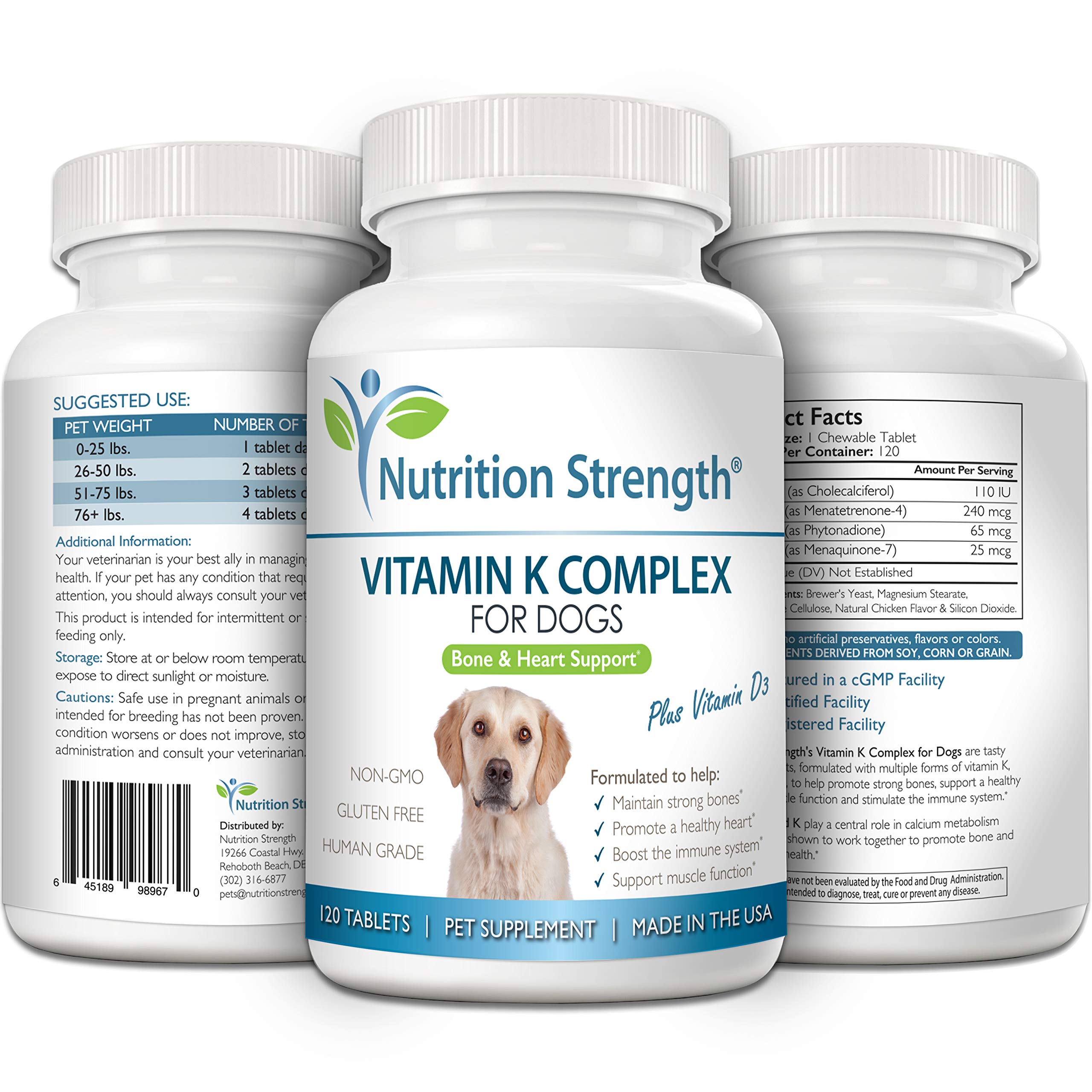 Nutrition Strength immune-support tablets for dogs image suggests immune system support