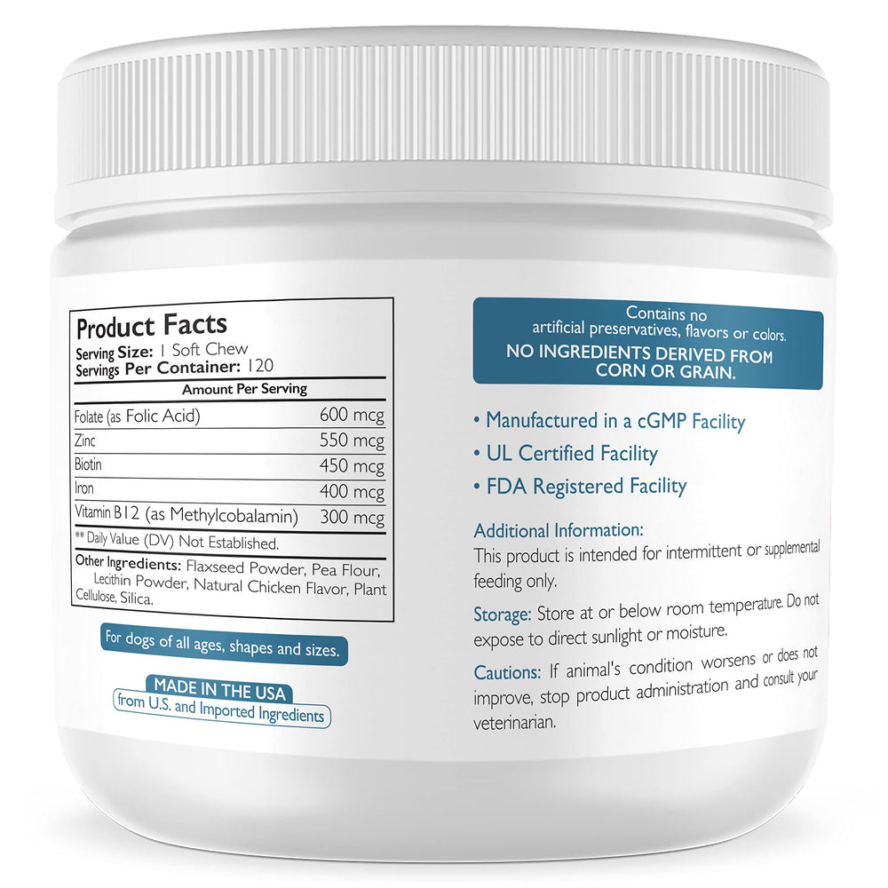 Nutrition Strength Folate for Dogs soft chews closeup highlighting daily supplement