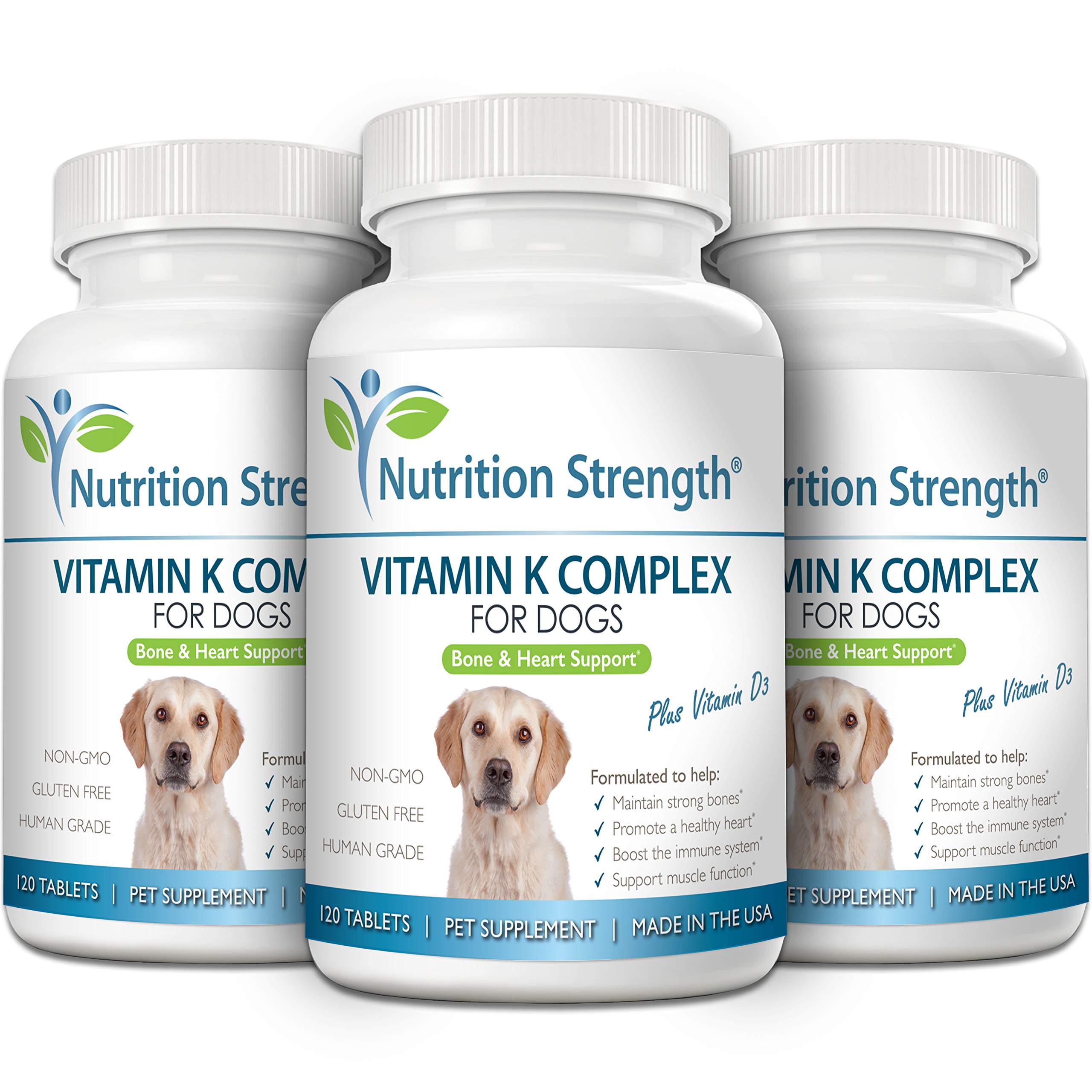 Nutrition Strength heart-health dog supplement bottle highlights cardiovascular support